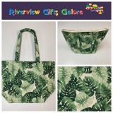 Large Tote Bag - Leaves on Cream